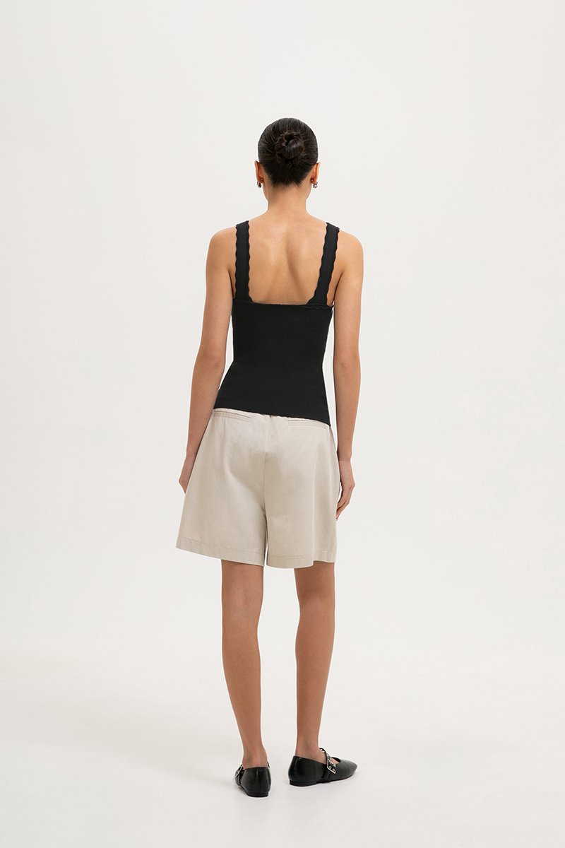 CARLY SCALLOP EDGE RIBBED TANK TOP