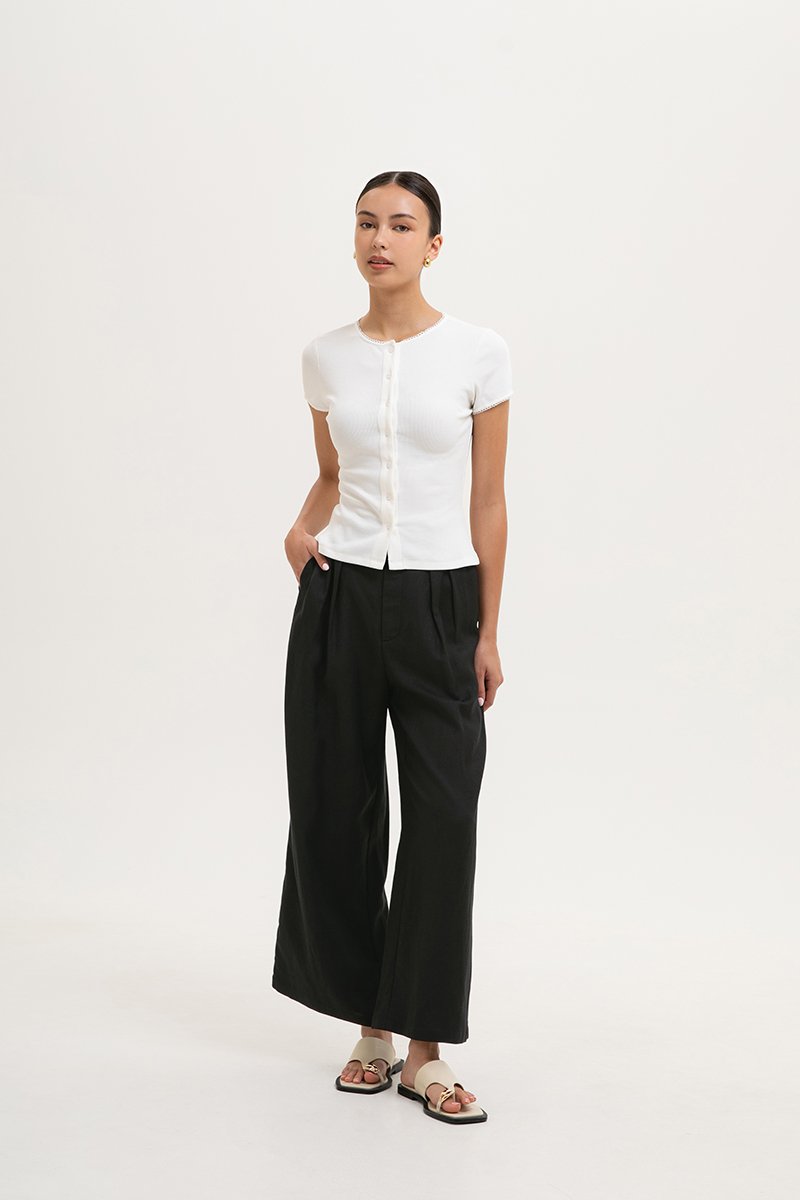 JAMEY LACE TRIM RIBBED KNIT TOP