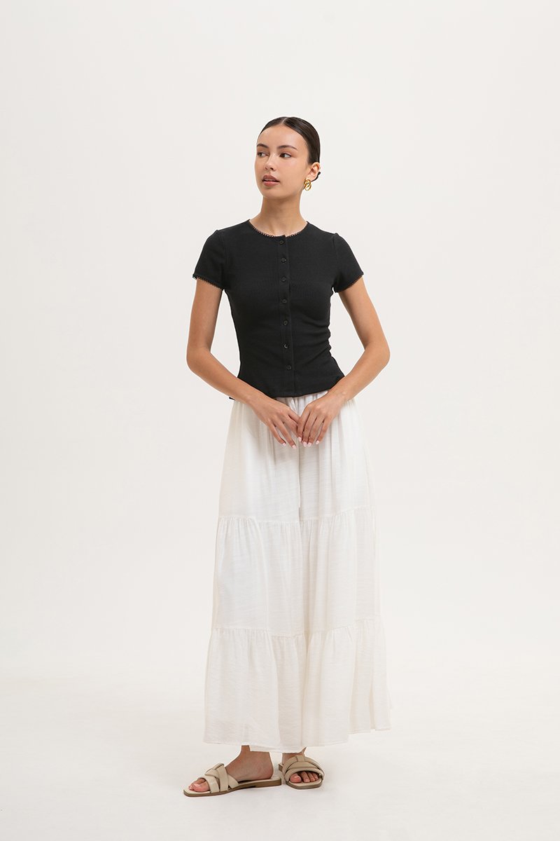 JAMEY LACE TRIM RIBBED KNIT TOP