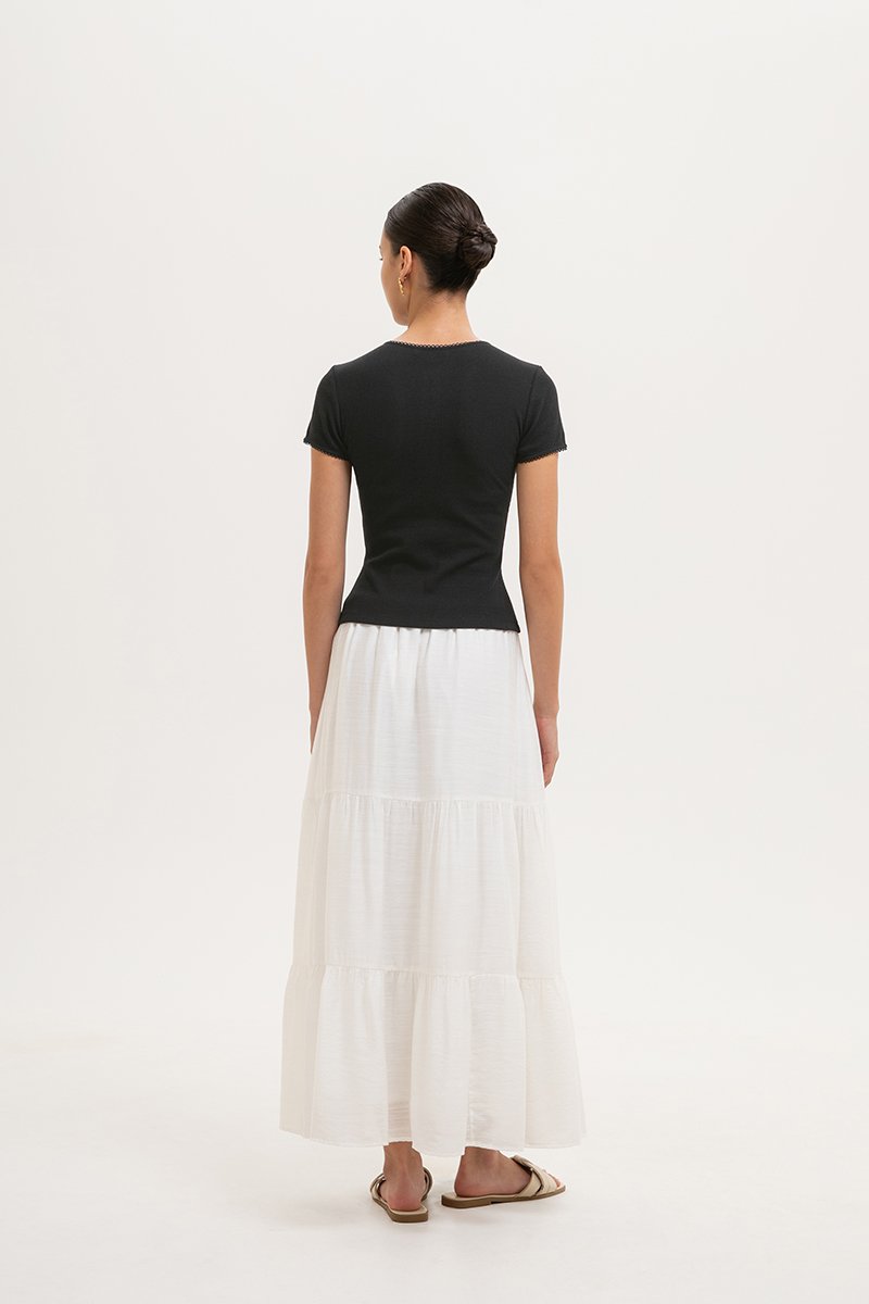 JAMEY LACE TRIM RIBBED KNIT TOP