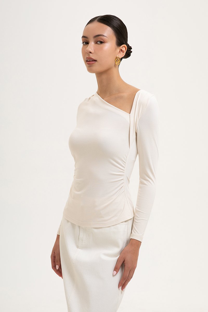 CARLIE ASYMMETRIC LONG SLEEVE TOP