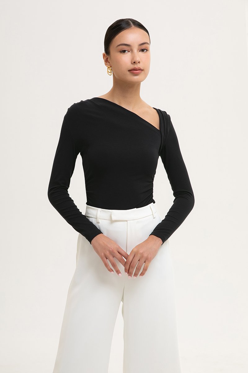 CARLIE ASYMMETRIC LONG SLEEVE TOP