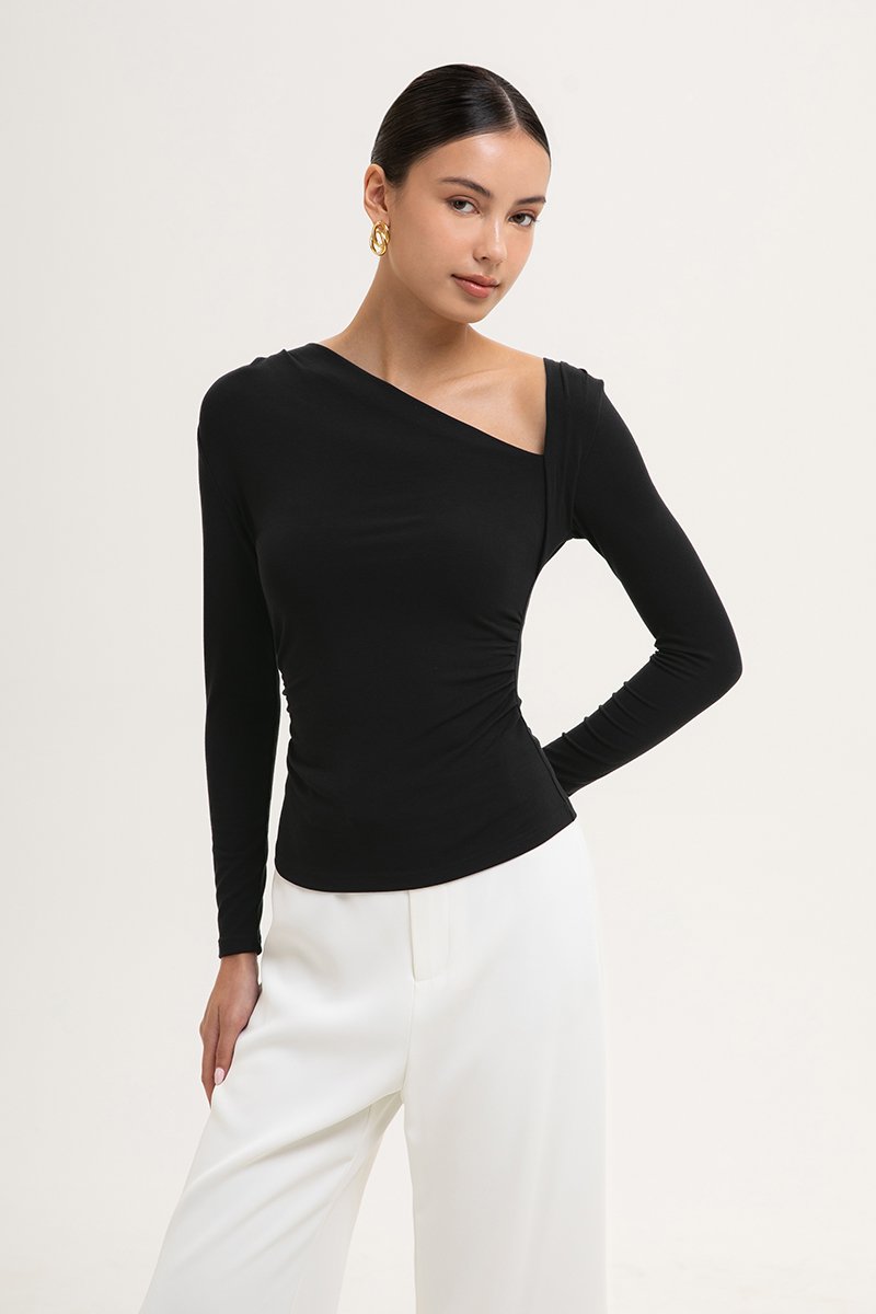 CARLIE ASYMMETRIC LONG SLEEVE TOP