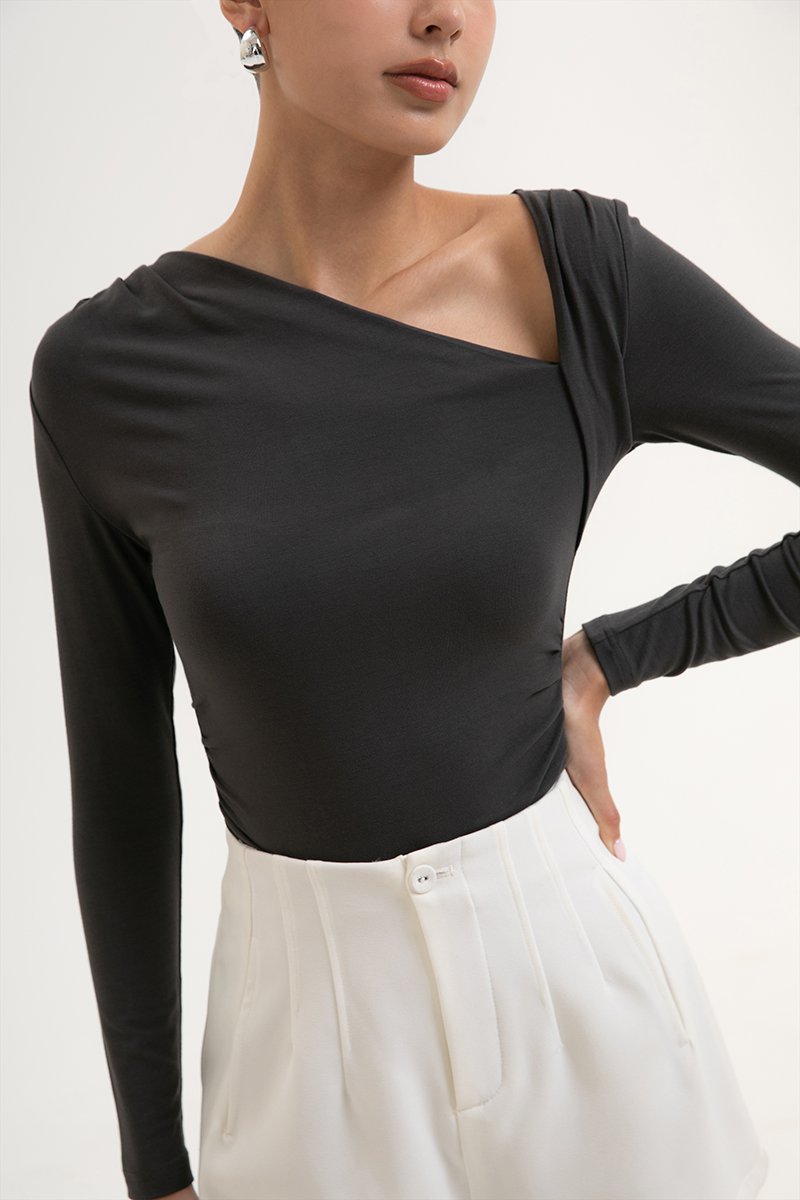 CARLIE ASYMMETRIC LONG SLEEVE TOP