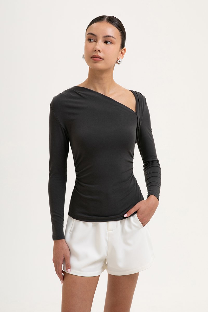 CARLIE ASYMMETRIC LONG SLEEVE TOP