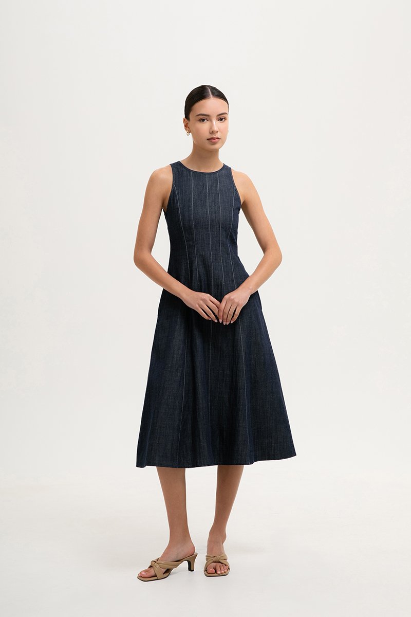 *BACKORDER* VARRA PANELLED DENIM DRESS