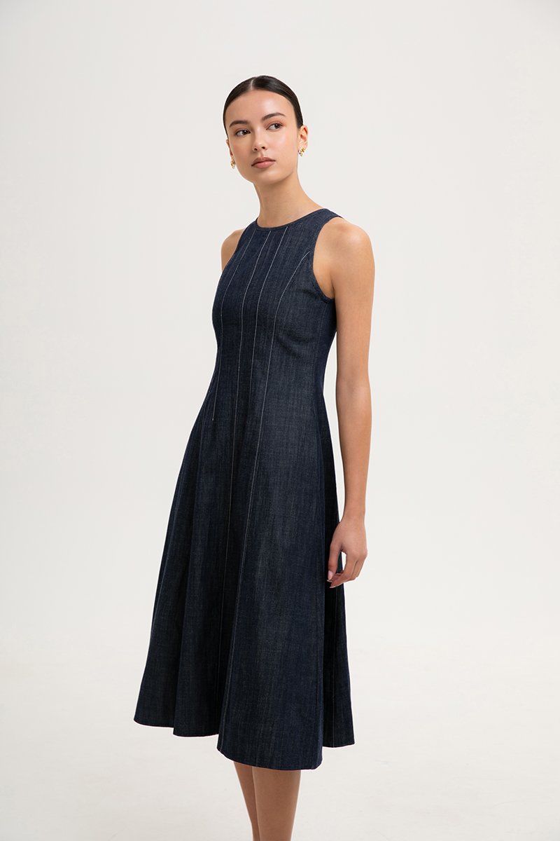 VARRA PANELLED DENIM DRESS