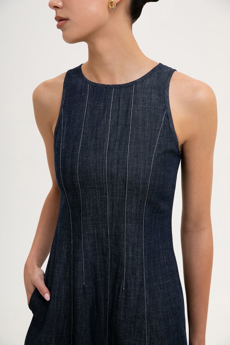 VARRA PANELLED DENIM DRESS
