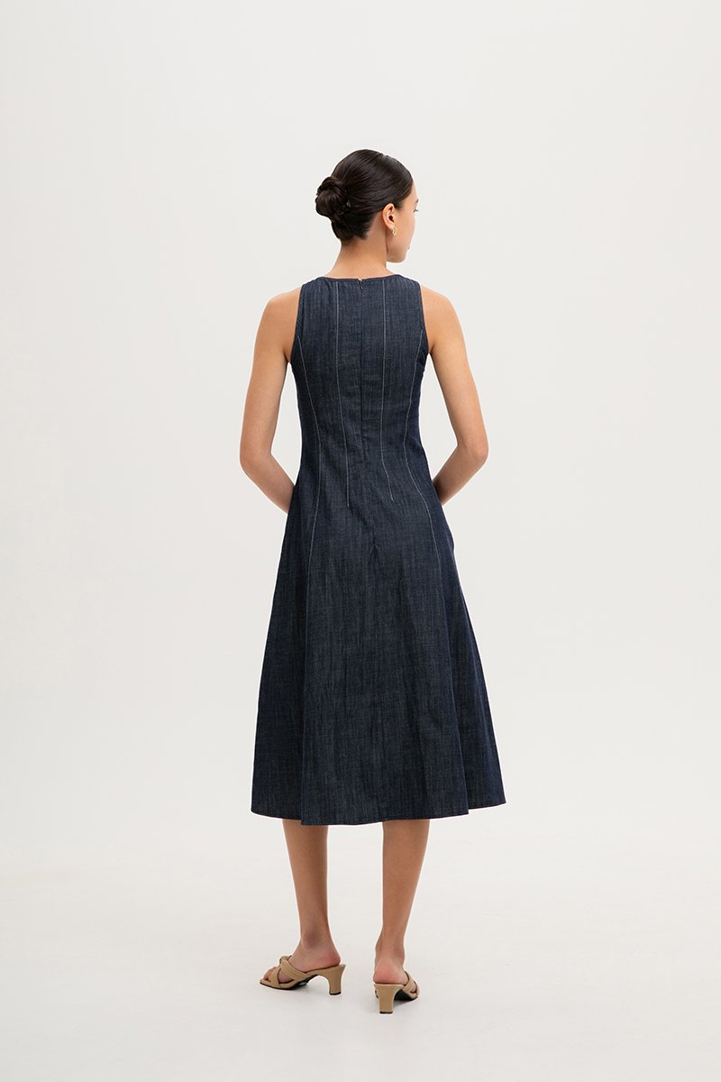 VARRA PANELLED DENIM DRESS
