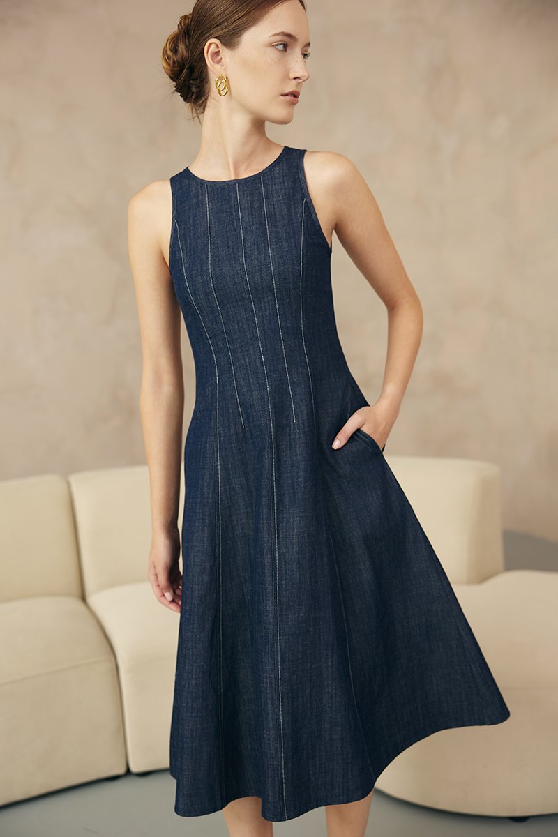 VARRA PANELLED DENIM DRESS