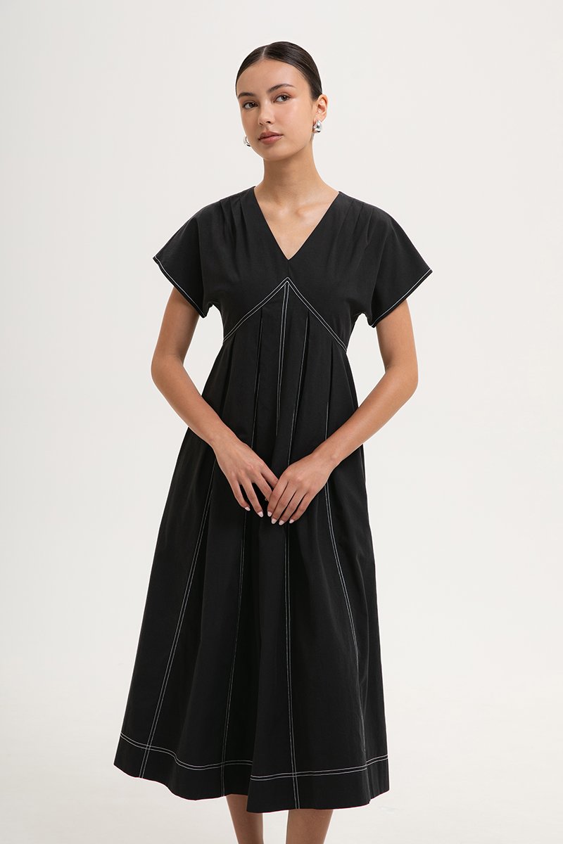 MARTINA CONTRAST PANELLED MIDI DRESS