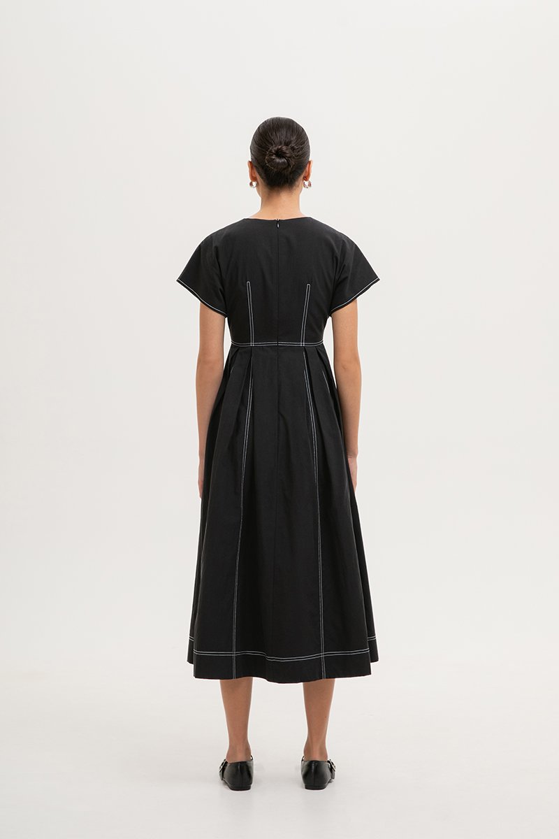 MARTINA CONTRAST PANELLED MIDI DRESS