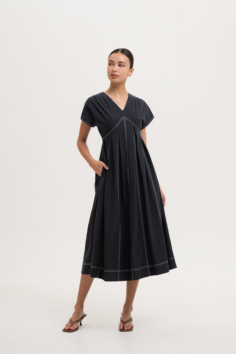 MARTINA CONTRAST PANELLED MIDI DRESS