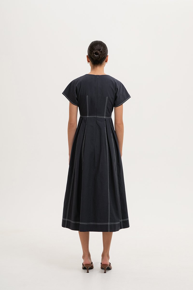 MARTINA CONTRAST PANELLED MIDI DRESS