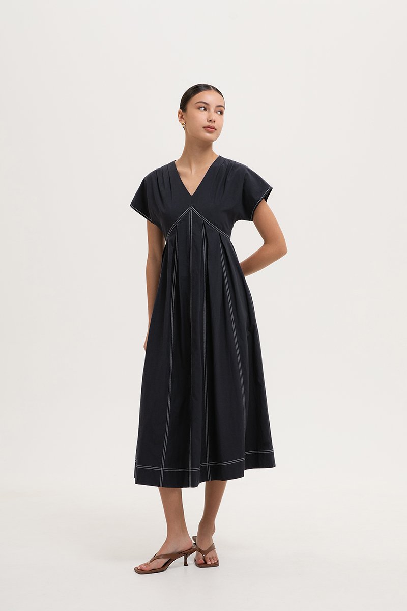 MARTINA CONTRAST PANELLED MIDI DRESS