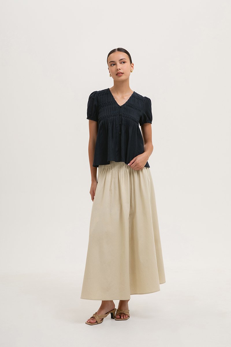GIANNI PLEATED LINEN TOP