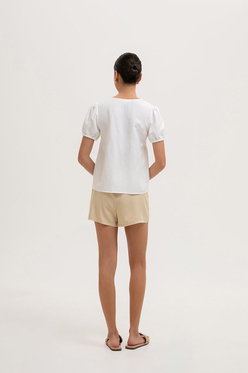 GIANNI PLEATED LINEN TOP