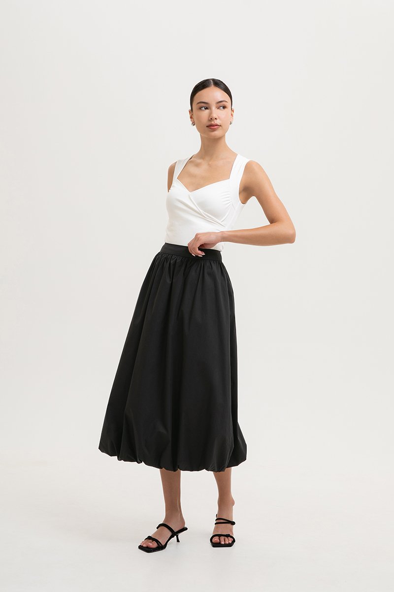 MYLANA BUBBLE HEM MIDI SKIRT