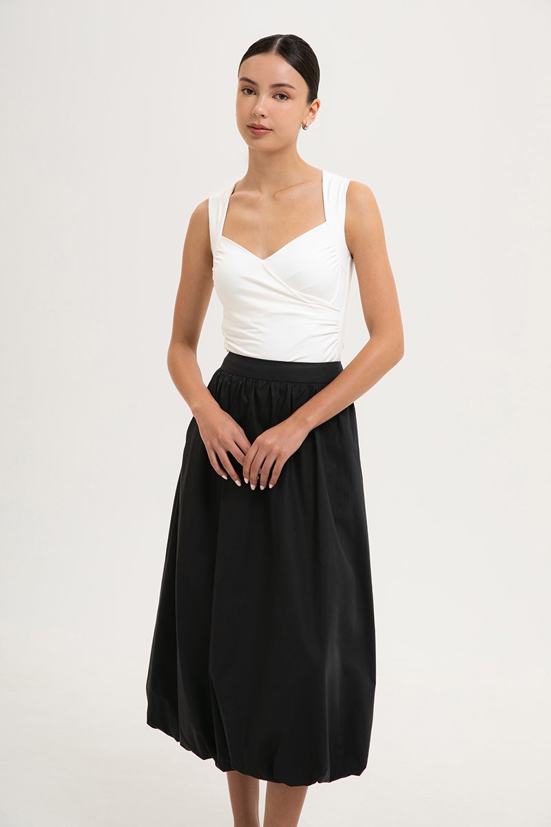 MYLANA BUBBLE HEM MIDI SKIRT