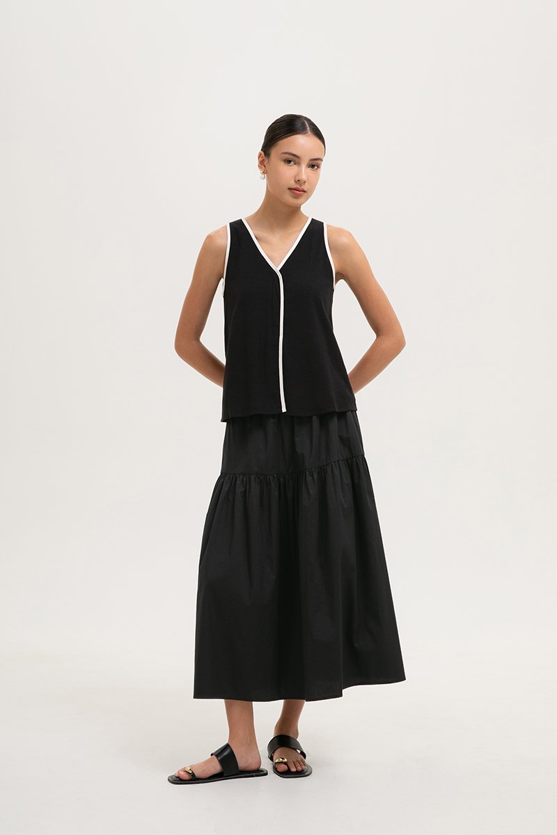 MINKA CONTRAST LINEN TOP