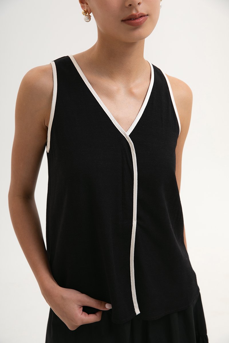 MINKA CONTRAST LINEN TOP