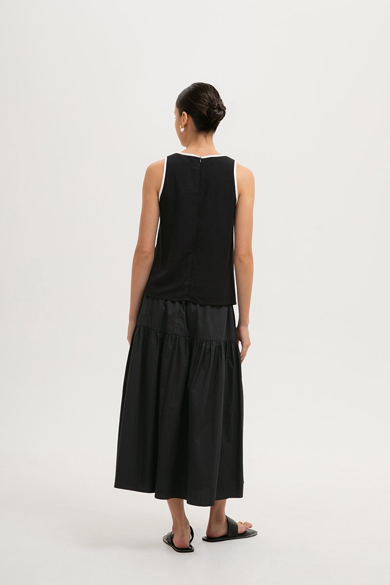 MINKA CONTRAST LINEN TOP