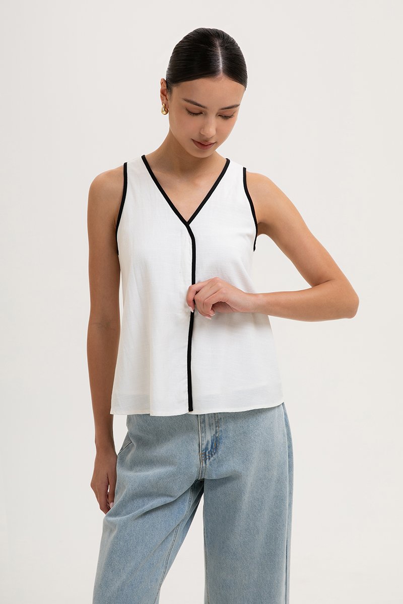 MINKA CONTRAST LINEN TOP