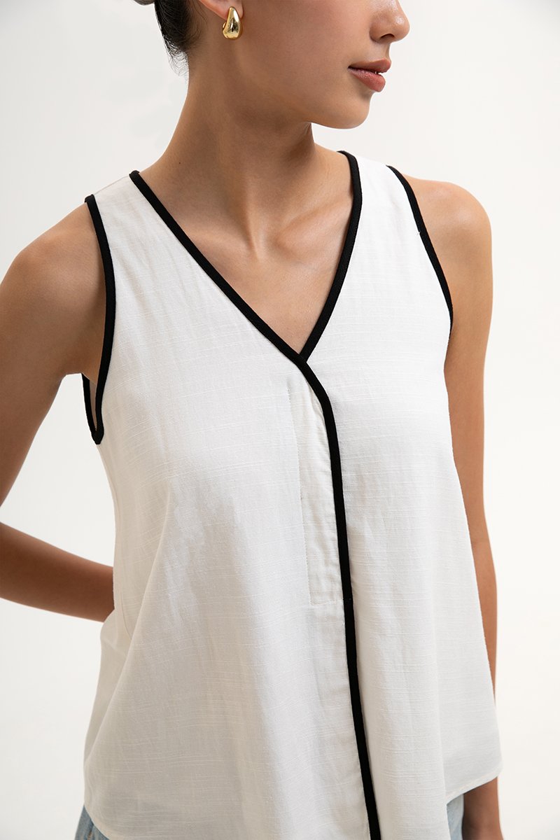 MINKA CONTRAST LINEN TOP
