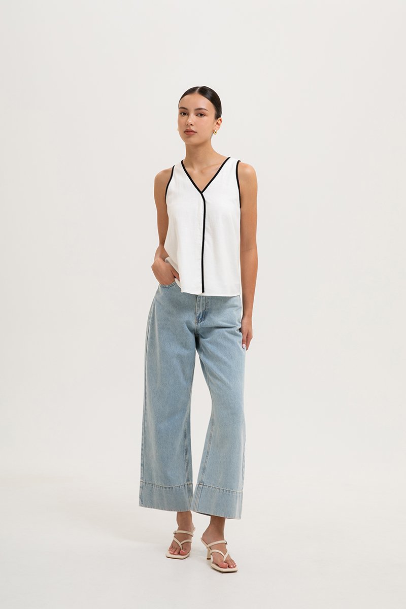 MINKA CONTRAST LINEN TOP