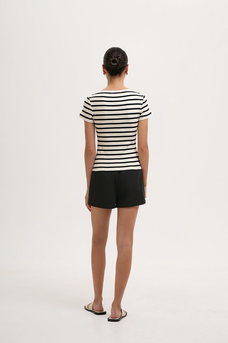 BRITNEY STRIPED BOAT NECK T-SHIRT
