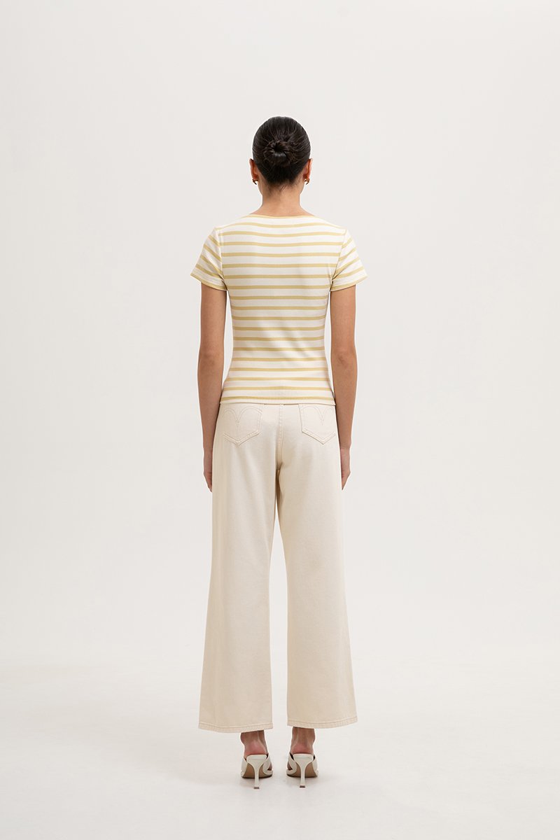 BRITNEY STRIPED BOAT NECK T-SHIRT