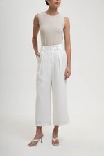 TANYA PLEATED WIDE LEG LINEN PANTS (PETITE)