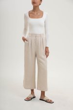 TANYA PLEATED WIDE LEG LINEN PANTS (PETITE)