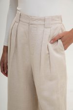 TANYA PLEATED WIDE LEG LINEN PANTS (PETITE)
