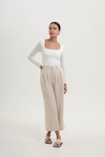 TANYA PLEATED WIDE LEG LINEN PANTS (PETITE)