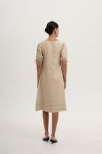 URSA V NECK TIE SLEEVES MIDI DRESS W SASH