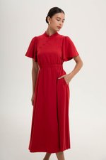 ZIVA BACK CUT OUT FLUTTER SLEEVE CHEONGSAM