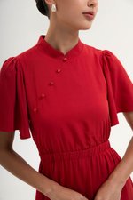 ZIVA BACK CUT OUT FLUTTER SLEEVE CHEONGSAM