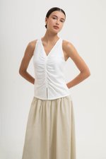 KATIYA RUCHED LINEN TOP