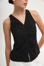 KATIYA RUCHED LINEN TOP