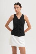 KATIYA RUCHED LINEN TOP