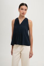 IDELLE PLEATED LINEN TOP