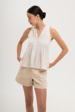 IDELLE PLEATED LINEN TOP