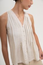 IDELLE PLEATED LINEN TOP