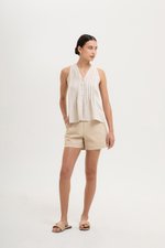 IDELLE PLEATED LINEN TOP