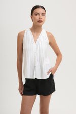 IDELLE PLEATED LINEN TOP