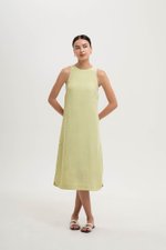 BRYNNA COLUMN LINEN DRESS W SIDE BUTTONS