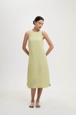BRYNNA COLUMN LINEN DRESS W SIDE BUTTONS
