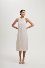 BRYNNA COLUMN LINEN DRESS W SIDE BUTTONS