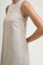 BRYNNA COLUMN LINEN DRESS W SIDE BUTTONS